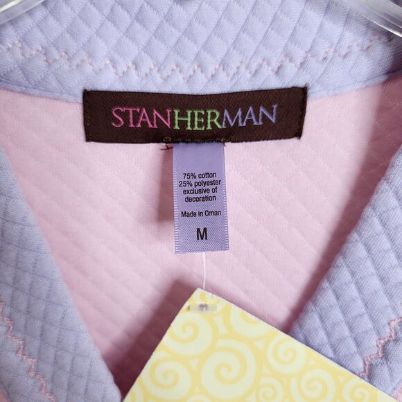 Stan Herman Women's Pink Quilted Embroidered Button Front Robe New With Tag M - Picture 6 of 8